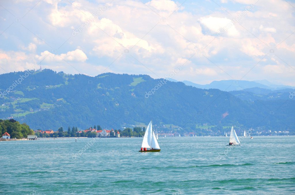 Picturesque landscape of Lake Bodensee near Lindau, Germany