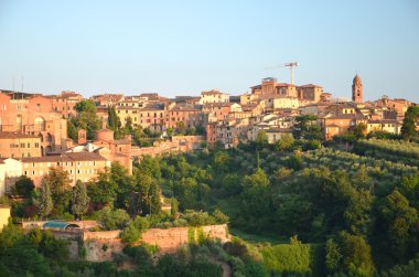 muhteşem panorama Siena günbatımı, Toskana, İtalya