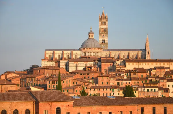 Nádherné panorama Sieny v západu slunce, Toskánsko, Itálie — Stock fotografie