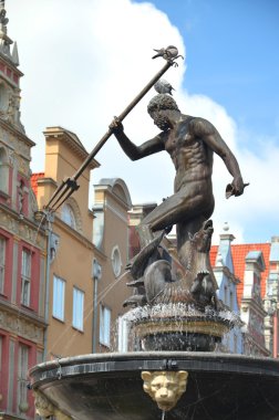 ünlü Gdansk, Polonya eski kasaba Neptün Çeşmesi