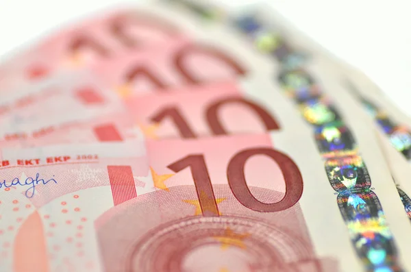 Десять банкнот евро — стоковое фото