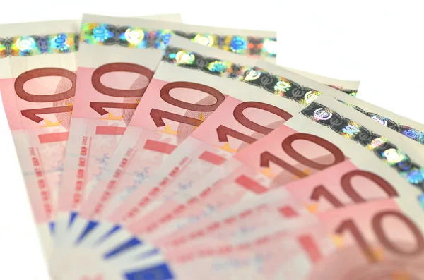 Diez billetes en euros —  Fotos de Stock