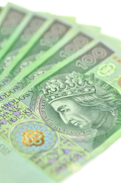 One hundred zloty banknotes from poland — Stock Photo, Image