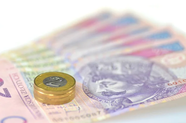 Zloty banknotes and coins from poland — Stock Photo, Image