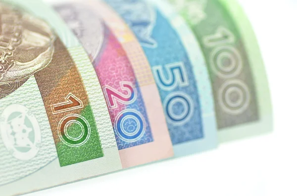 Verscheidenheid van zloty bankbiljetten uit Polen — Stockfoto