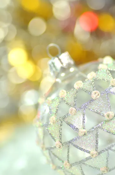 Christmas decoration, colored Christmas ball and bokeh background — Stock Photo, Image