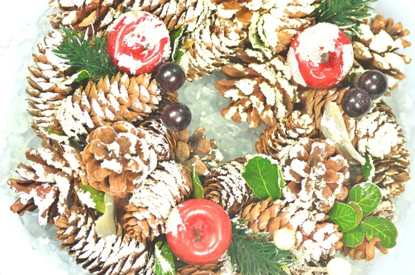 Christmas decoration, Christmas wreath made of cones — Stock Photo, Image