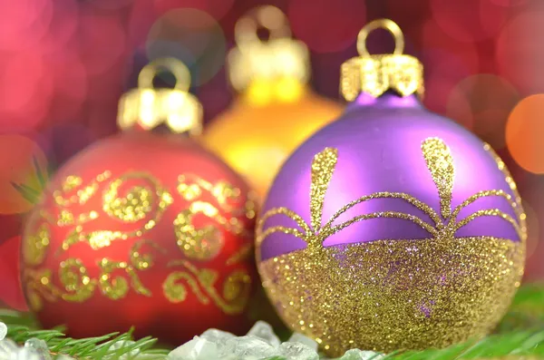 Christmas decoration, Christmas balls against bokeh background — Stock Photo, Image