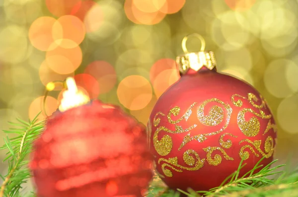 Christmas decoration, Christmas balls against bokeh background — Stock Photo, Image