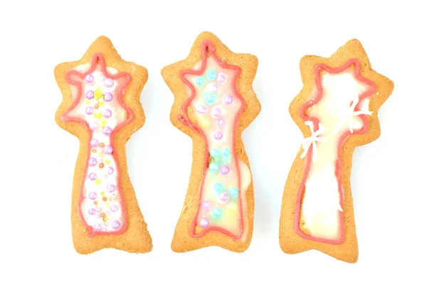 Lahodné zdobené vánoční cookie izolovaných na bílém pozadí — Stock fotografie