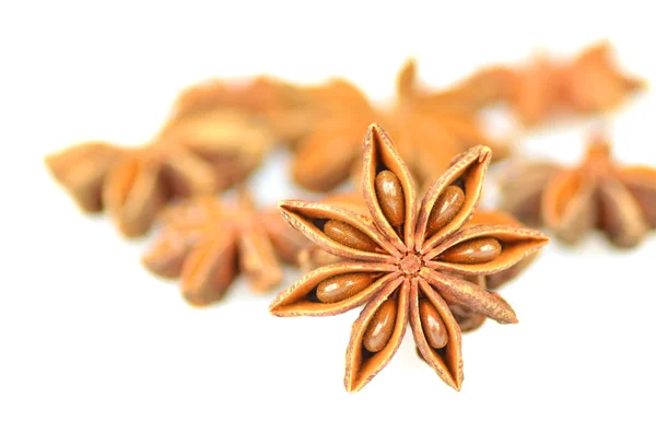 Christmas spices, anise stars isolated on white background — Stock Photo, Image