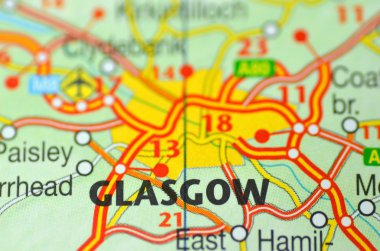 Glasgow, İskoçya Haritası üzerindeki