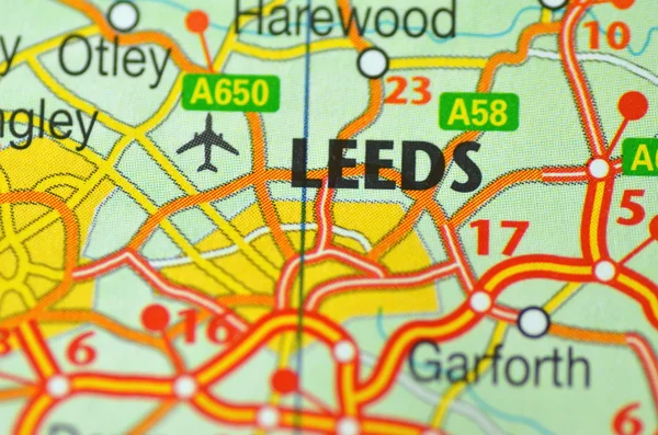 Leeds en Angleterre sur la carte — Photo