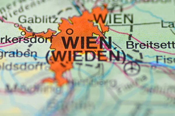 在地图上，奥地利维也纳 — 图库照片