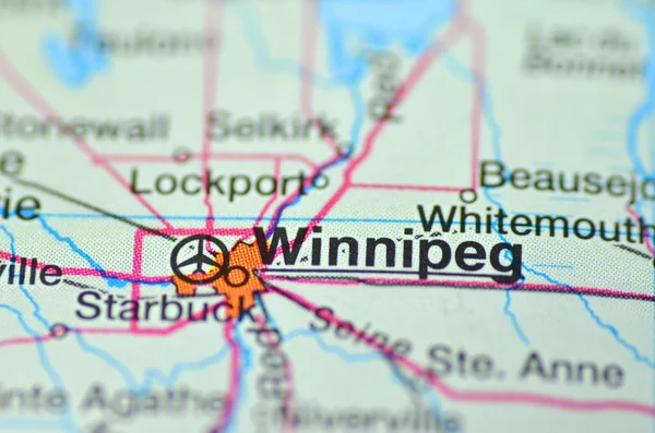 Winnipeg au Canada sur la carte — Photo