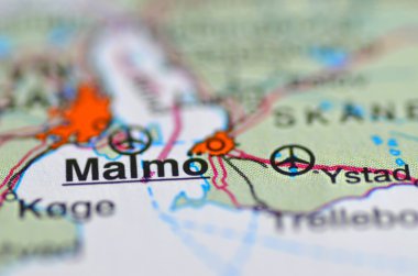 Malmo in Sweden on the map clipart