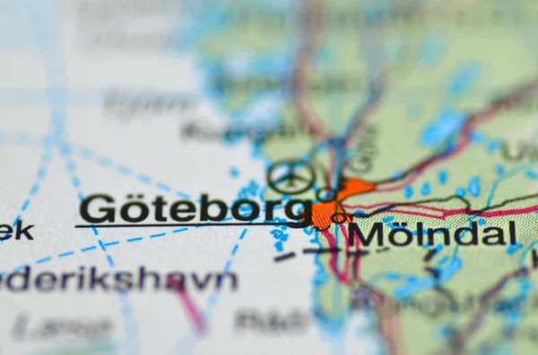 Goteborg na Suécia no mapa — Fotografia de Stock