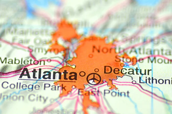 Atlanta, georgia w usa na mapie — Zdjęcie stockowe