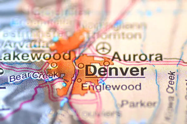 Denver, colorado v usa na mapě — Stock fotografie