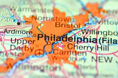 Philadelphia, pennsylvania ABD haritası üzerindeki