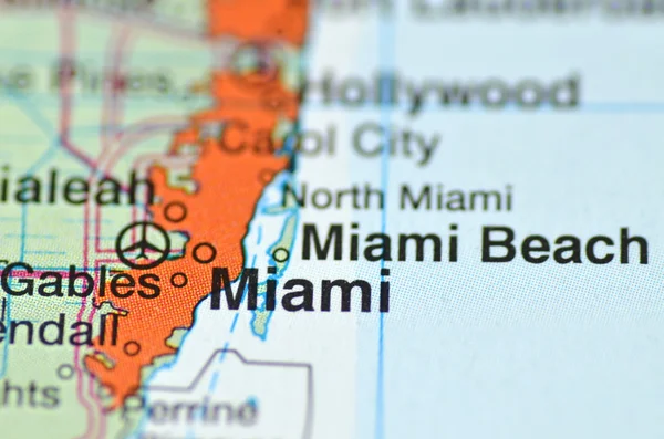 在地图上美国佛罗里达州迈阿密 — 图库照片