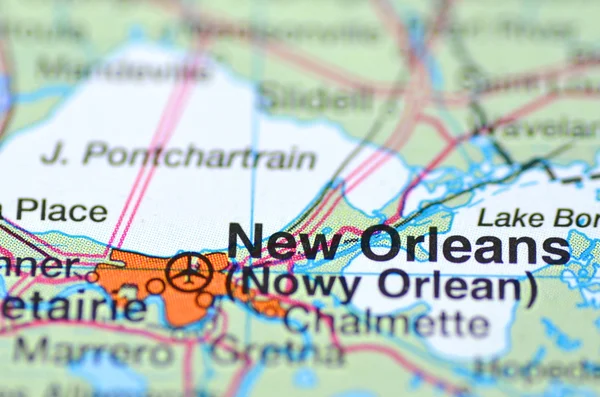 New Orleans, Louisiana in the USA on the map — Stock Photo, Image