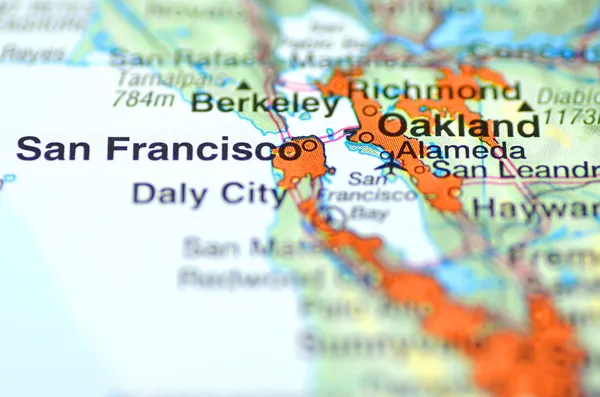 San Francisco, California in the USA on the map — Stock Photo, Image