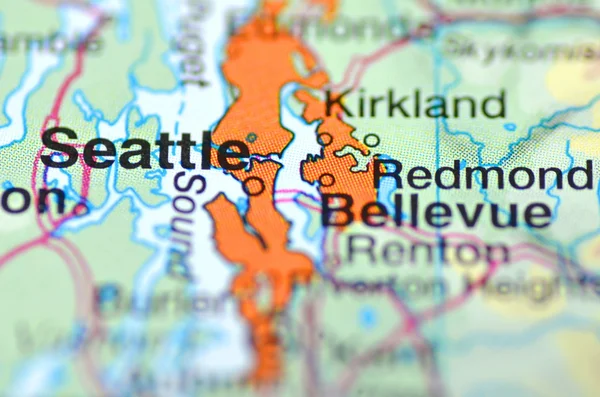 Seattle, Washington negli Stati Uniti sulla mappa — Foto Stock