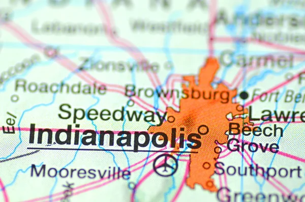 Indianapolis, indiana in de Verenigde Staten op de kaart Rechtenvrije Stockafbeeldingen