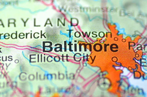 Baltimore, maryland w usa na mapie — Zdjęcie stockowe