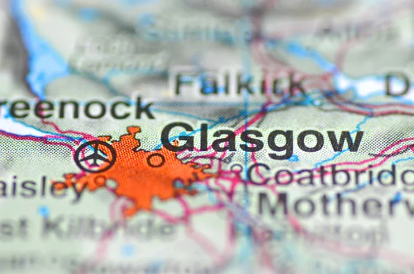 Glasgow in Scotland on the map