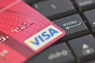 closeup visa kredi kartı dizüstü klavye