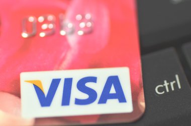 closeup visa kredi kartı dizüstü klavye
