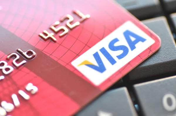closeup visa kredi kartı dizüstü klavye