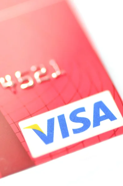 Closeup of VISA credit card isolated on white background — Stock Photo, Image