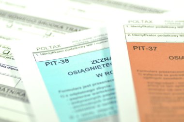 Lehçe vergi formlarını closeup