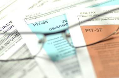 Lehçe vergi formlarını closeup