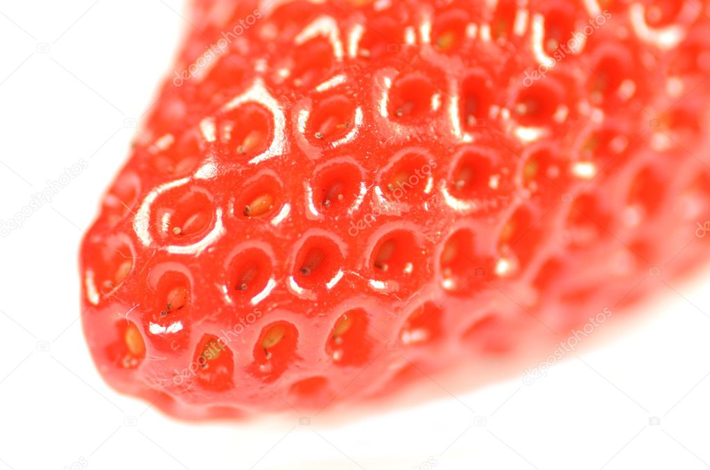 Closeup of strawberry isolated on white background