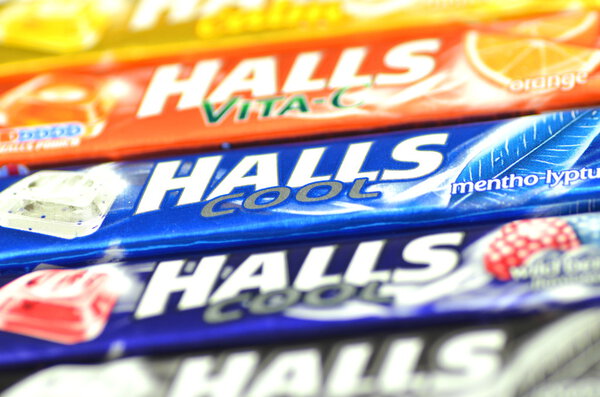 Variety of Halls cough drops