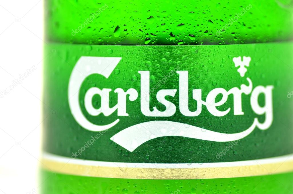 Carlsberg beer isolated on white background