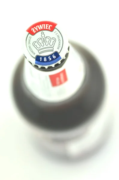 Zywiec bier geïsoleerd op witte achtergrond — Stockfoto