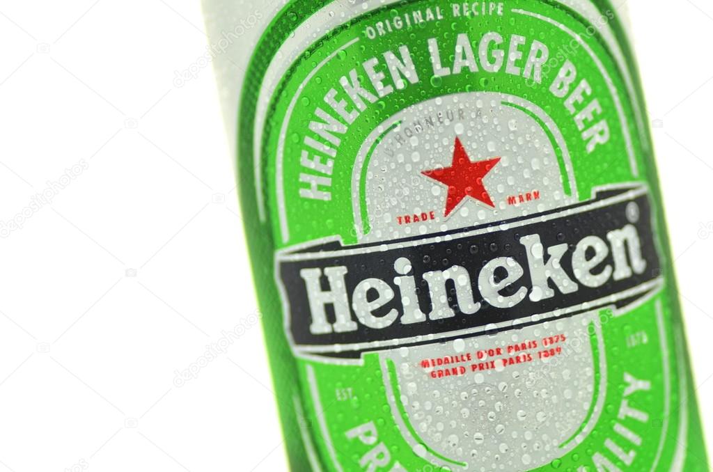 Heineken lager beer isolated on white background