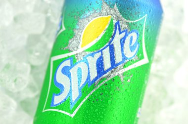 Can of Sprite drink on ice clipart