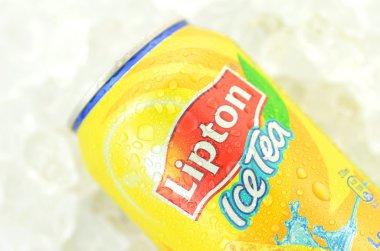 Can of Lipton Ice Tea drink on ice clipart