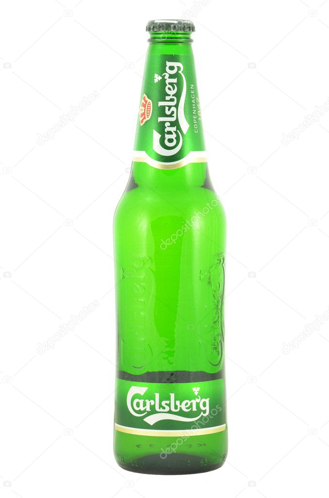 Carlsberg beer isolated on white background