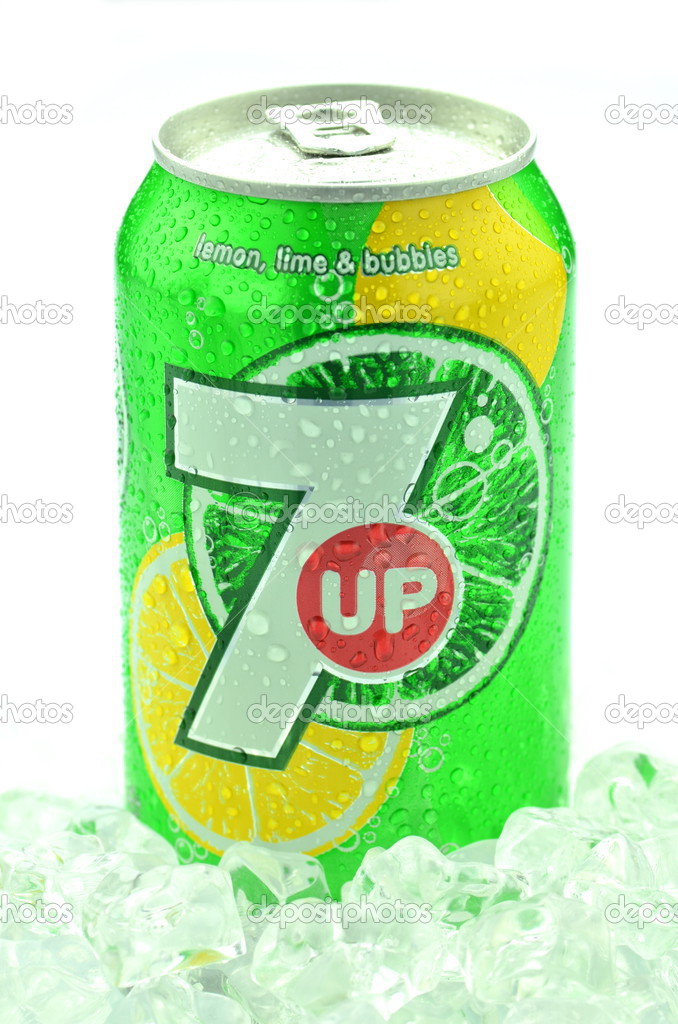 Can Of 7 Up Drink On Ice Isolated On White Stock Editorial Photo C Dariosz