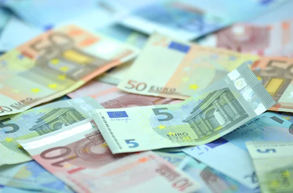 Verscheidenheid van euro-bankbiljetten — Stockfoto