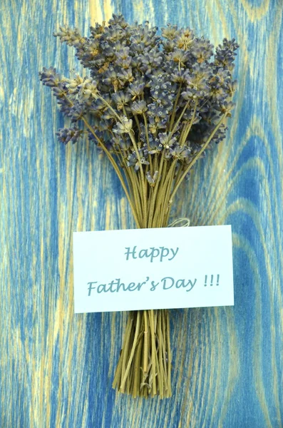 Happy mothers day and bunch of gorgeous dry lavender flowers — Stock Photo, Image