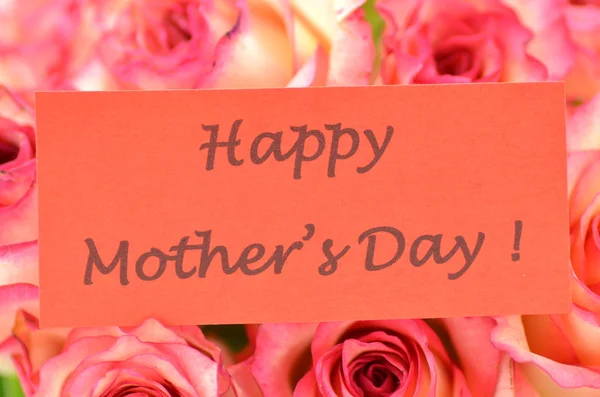 Happy mothers day and bouquet of gorgeous roses — Stock Photo, Image