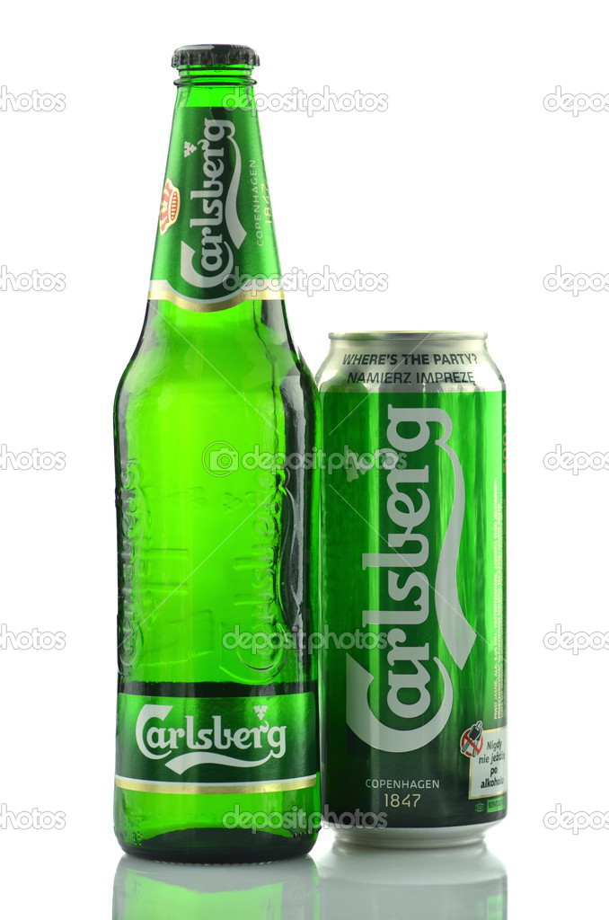 Carlsberg beer isolated on white background